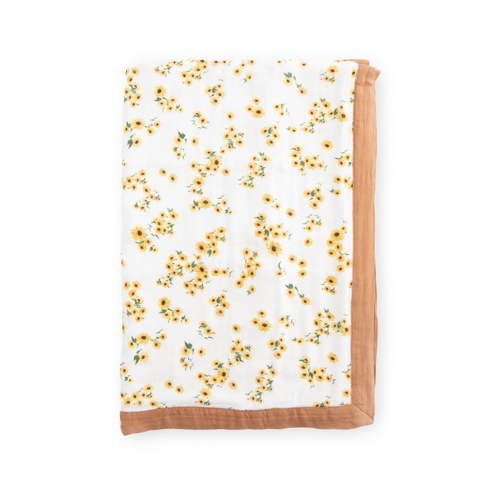 Deluxe Muslin Quilt Baby Blanket - Ditsy Sunflower